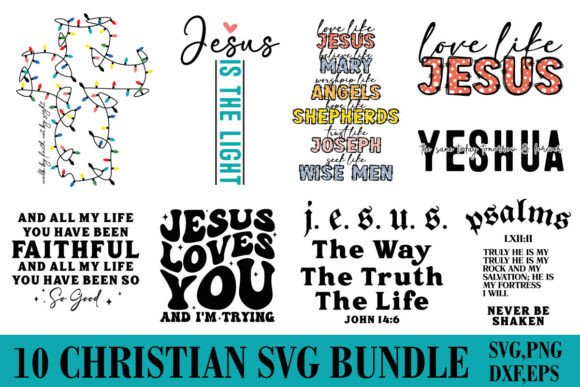 Christian Svg Png Bundle: T-Shirt Designs & Graphics