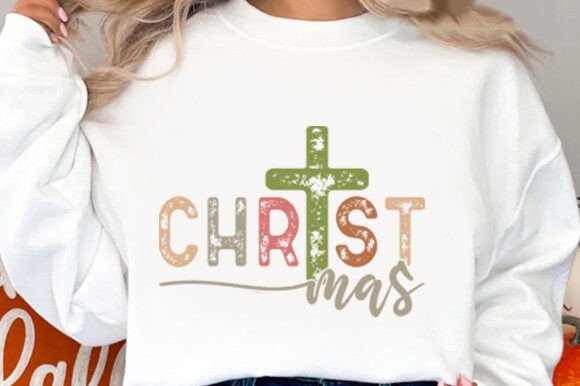 Christmas Cross PNG Jesus Graphics for T-Shirt Designs