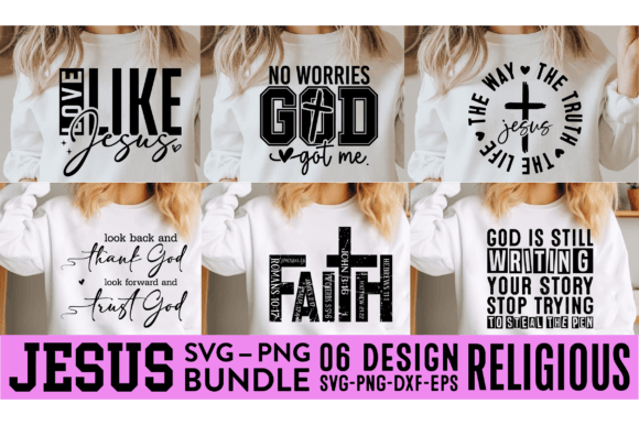 Jesus SVG PNG Bundle: Graphics for T-Shirt Designs