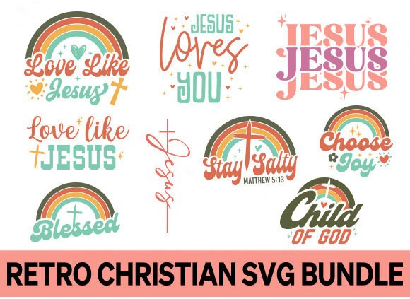 Retro Christian SVG Bundle: Faith Graphics for T-Shirt Designs