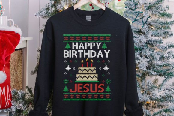Ugly Christmas Sweater Birthday Jesus Graphics